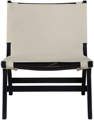 Meridian Furniture Rawlins Sling Accent Chair Vegan Leather Seat Ash Wood Frame Mid-century Modern Lounge Beige Style B 33005Beige-C