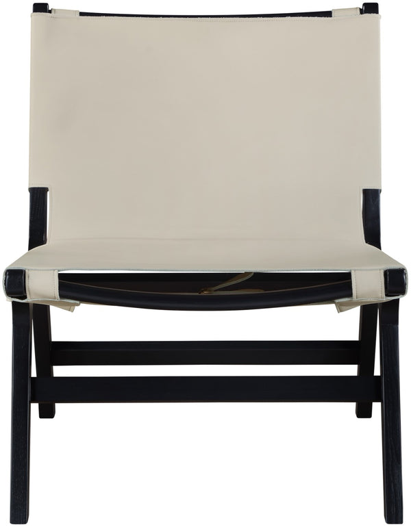 Meridian Furniture Rawlins Sling Accent Chair Vegan Leather Seat Ash Wood Frame Mid-century Modern Lounge Beige Style B 33005Beige-C