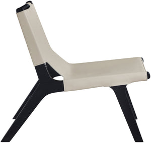Meridian Furniture Rawlins Sling Accent Chair Vegan Leather Seat Ash Wood Frame Mid-century Modern Lounge Beige Style B 33005Beige-C