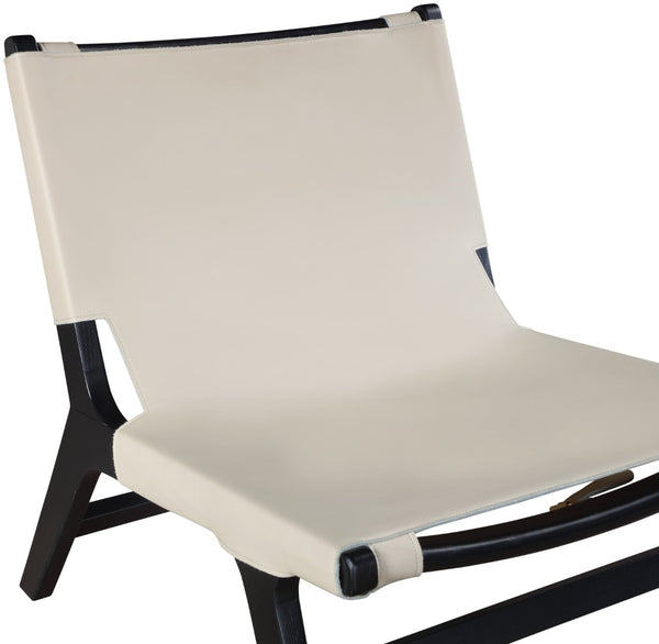 Meridian Furniture Rawlins Sling Accent Chair Vegan Leather Seat Ash Wood Frame Mid-century Modern Lounge Beige Style B 33005Beige-C