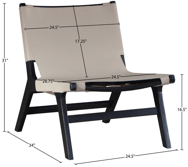 Meridian Furniture Rawlins Sling Accent Chair Vegan Leather Seat Ash Wood Frame Mid-century Modern Lounge Taupe Style B 33005Taupe-C