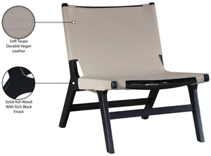 Meridian Furniture Rawlins Sling Accent Chair Vegan Leather Seat Ash Wood Frame Mid-century Modern Lounge Taupe Style B 33005Taupe-C