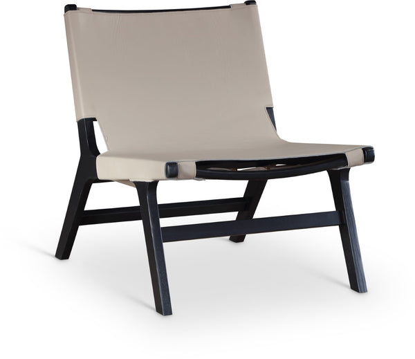 Meridian Furniture Rawlins Sling Accent Chair Vegan Leather Seat Ash Wood Frame Mid-century Modern Lounge Taupe Style B 33005Taupe-C