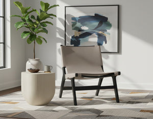 Meridian Furniture Rawlins Sling Accent Chair Vegan Leather Seat Ash Wood Frame Mid-century Modern Lounge Taupe Style B 33005Taupe-C