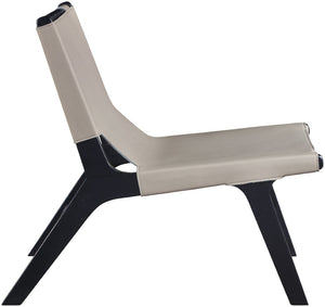 Meridian Furniture Rawlins Sling Accent Chair Vegan Leather Seat Ash Wood Frame Mid-century Modern Lounge Taupe Style B 33005Taupe-C