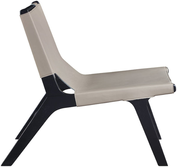 Meridian Furniture Rawlins Sling Accent Chair Vegan Leather Seat Ash Wood Frame Mid-century Modern Lounge Taupe Style B 33005Taupe-C