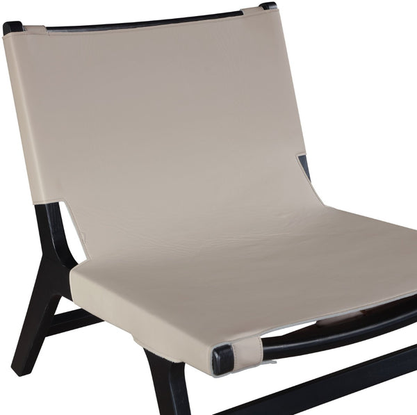 Meridian Furniture Rawlins Sling Accent Chair Vegan Leather Seat Ash Wood Frame Mid-century Modern Lounge Taupe Style B 33005Taupe-C