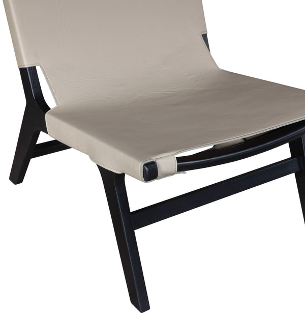 Meridian Furniture Rawlins Sling Accent Chair Vegan Leather Seat Ash Wood Frame Mid-century Modern Lounge Taupe Style B 33005Taupe-C