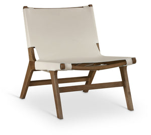 Meridian Furniture Rawlins Sling Accent Chair Vegan Leather Seat Ash Wood Frame Mid-century Modern Lounge Beige Style C 33006Beige-C
