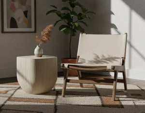 Meridian Furniture Rawlins Sling Accent Chair Vegan Leather Seat Ash Wood Frame Mid-century Modern Lounge Beige Style C 33006Beige-C