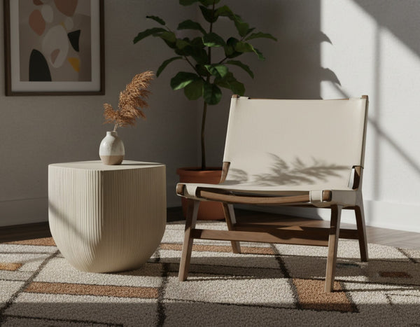 Meridian Furniture Rawlins Sling Accent Chair Vegan Leather Seat Ash Wood Frame Mid-century Modern Lounge Beige Style C 33006Beige-C