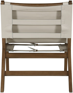 Meridian Furniture Rawlins Sling Accent Chair Vegan Leather Seat Ash Wood Frame Mid-century Modern Lounge Beige Style C 33006Beige-C
