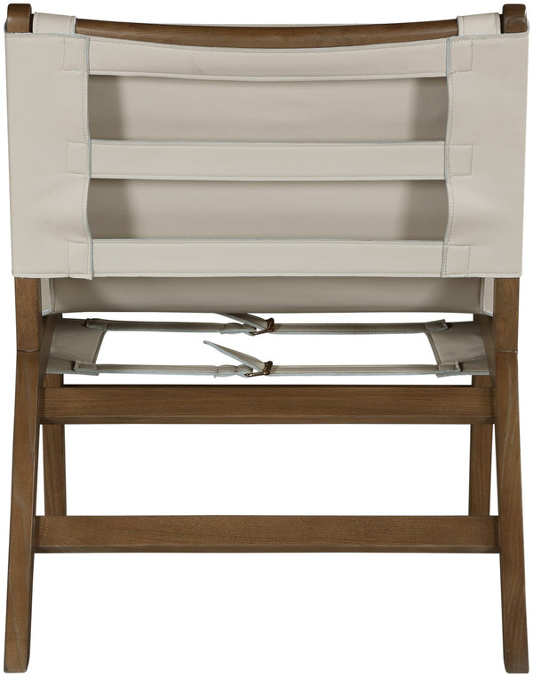 Meridian Furniture Rawlins Sling Accent Chair Vegan Leather Seat Ash Wood Frame Mid-century Modern Lounge Beige Style C 33006Beige-C