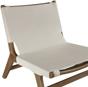 Meridian Furniture Rawlins Sling Accent Chair Vegan Leather Seat Ash Wood Frame Mid-century Modern Lounge Beige Style C 33006Beige-C