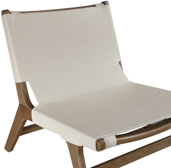 Meridian Furniture Rawlins Sling Accent Chair Vegan Leather Seat Ash Wood Frame Mid-century Modern Lounge Beige Style C 33006Beige-C