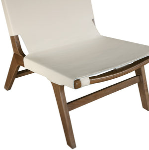 Meridian Furniture Rawlins Sling Accent Chair Vegan Leather Seat Ash Wood Frame Mid-century Modern Lounge Beige Style C 33006Beige-C