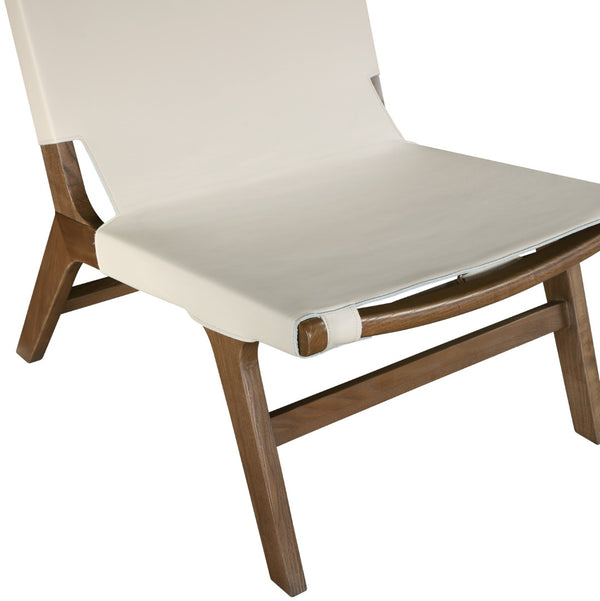 Meridian Furniture Rawlins Sling Accent Chair Vegan Leather Seat Ash Wood Frame Mid-century Modern Lounge Beige Style C 33006Beige-C