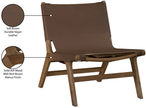 Meridian Furniture Rawlins Sling Accent Chair Vegan Leather Seat Ash Wood Frame Mid-century Modern Lounge Brown Style C 33006Brown-C