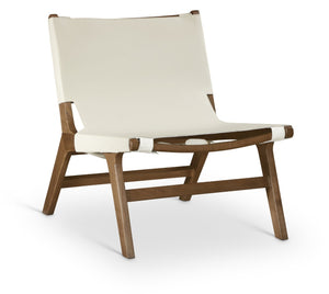 Meridian Furniture Rawlins Sling Accent Chair Vegan Leather Seat Ash Wood Frame Mid-century Modern Lounge Cream Style C 33006Cream-C