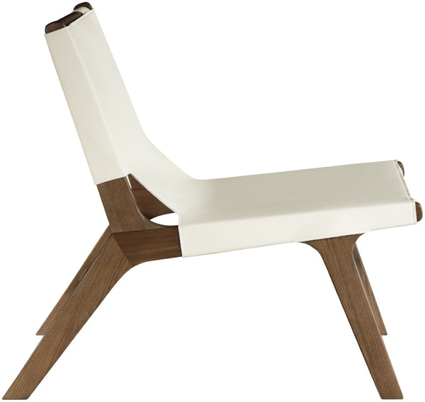 Meridian Furniture Rawlins Sling Accent Chair Vegan Leather Seat Ash Wood Frame Mid-century Modern Lounge Cream Style C 33006Cream-C
