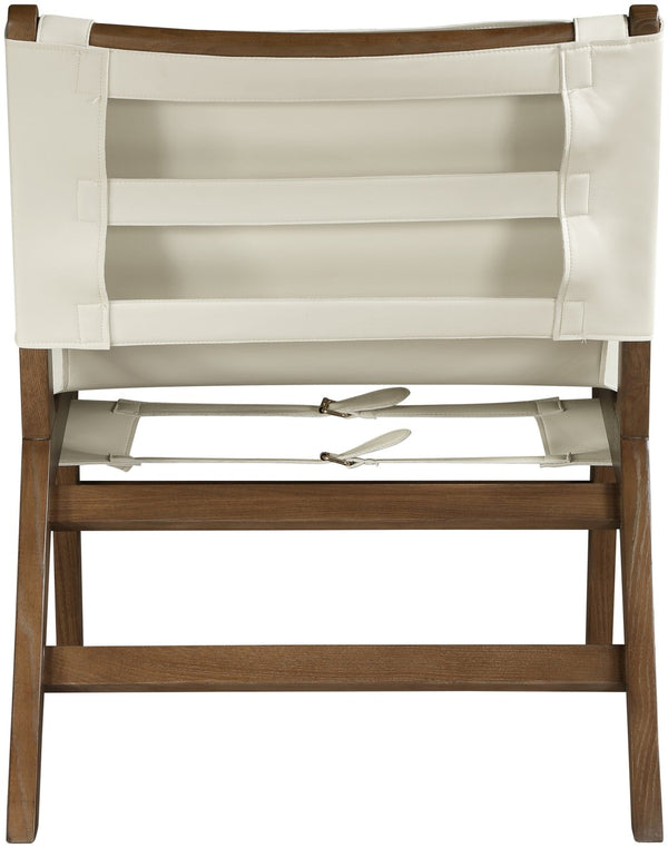 Meridian Furniture Rawlins Sling Accent Chair Vegan Leather Seat Ash Wood Frame Mid-century Modern Lounge Cream Style C 33006Cream-C