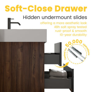 English Elm Galan 72 Inch Double Sink Vanity Fluted Wood Quartz Top Freestanding Bathroom Cabinet W1865S00172