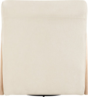 Meridian Furniture Neria Chenille Swivel Accent Chair with Walnut Arms Mid-century Style for Living Room Decor Cream - A 33007Cream