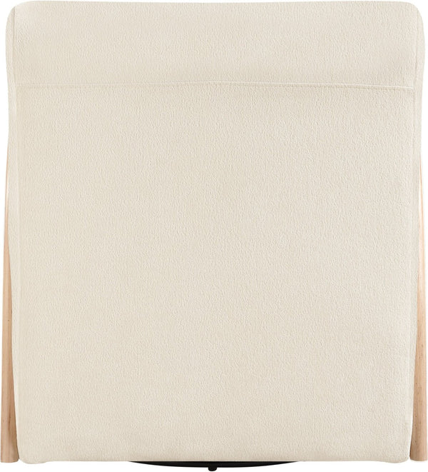Meridian Furniture Neria Chenille Swivel Accent Chair with Walnut Arms Mid-century Style for Living Room Decor Cream - A 33007Cream
