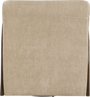 Meridian Furniture Neria Chenille Swivel Accent Chair with Walnut Arms Mid-century Style for Living Room Decor Beige 33008Beige