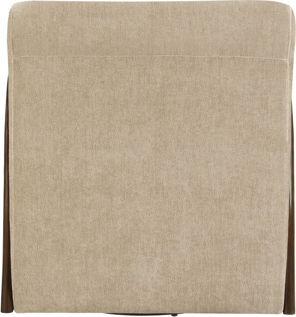 Meridian Furniture Neria Chenille Swivel Accent Chair with Walnut Arms Mid-century Style for Living Room Decor Beige 33008Beige