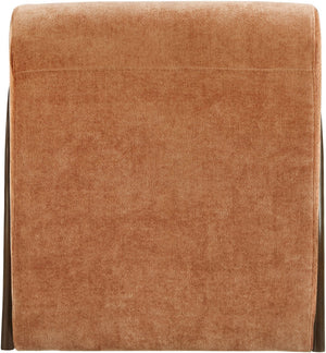 Meridian Furniture Neria Chenille Swivel Accent Chair with Walnut Arms Mid-century Style for Living Room Decor Cognac 33008Cognac