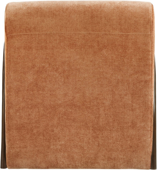Meridian Furniture Neria Chenille Swivel Accent Chair with Walnut Arms Mid-century Style for Living Room Decor Cognac 33008Cognac