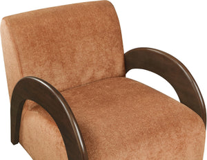 Meridian Furniture Neria Chenille Swivel Accent Chair with Walnut Arms Mid-century Style for Living Room Decor Cognac 33008Cognac