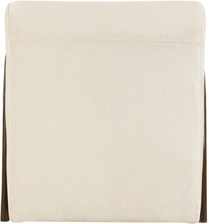 Meridian Furniture Neria Chenille Swivel Accent Chair with Walnut Arms Mid-century Style for Living Room Decor Cream - B 33008Cream