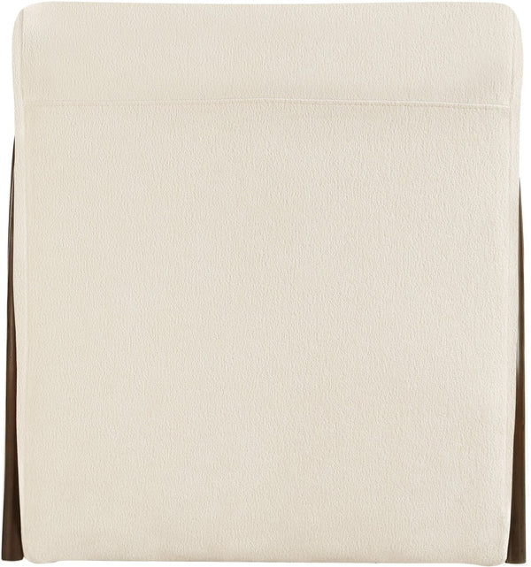 Meridian Furniture Neria Chenille Swivel Accent Chair with Walnut Arms Mid-century Style for Living Room Decor Cream - B 33008Cream