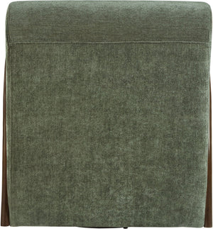 Meridian Furniture Neria Chenille Swivel Accent Chair with Walnut Arms Mid-century Style for Living Room Decor Green 33008Green