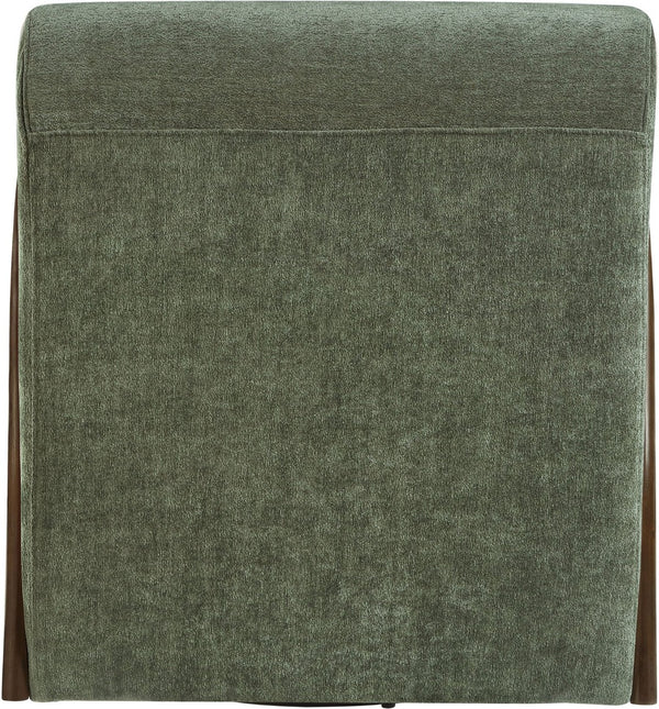 Meridian Furniture Neria Chenille Swivel Accent Chair with Walnut Arms Mid-century Style for Living Room Decor Green 33008Green