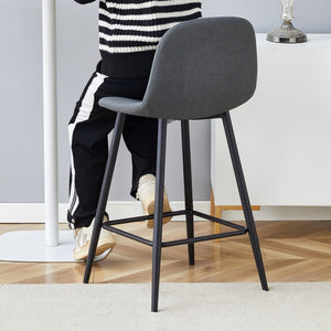 English Elm Modern Quilted Pu Leather Barstools Set of Two with Black Metal Legs for Kitchen Islands W1151P242028