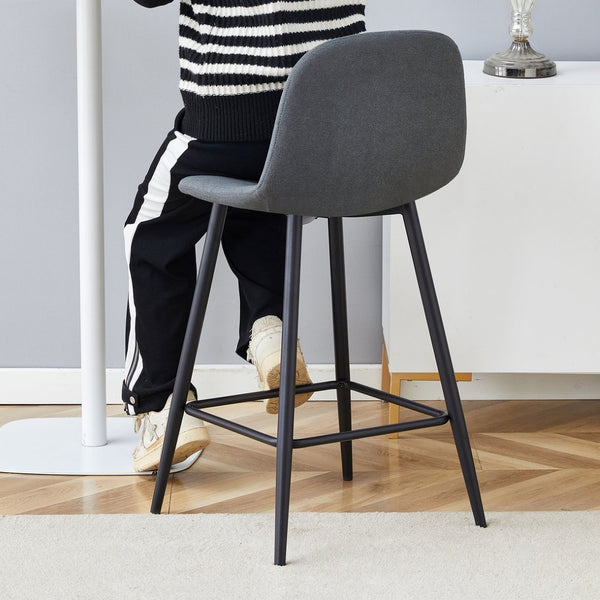 English Elm Modern Quilted Pu Leather Barstools Set of Two with Black Metal Legs for Kitchen Islands W1151P242028