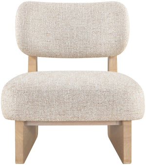 Meridian Furniture Vetra Sculptural Low Profile Linen Accent Chair with Solid Wood Base for Modern Interiors 33012Beige