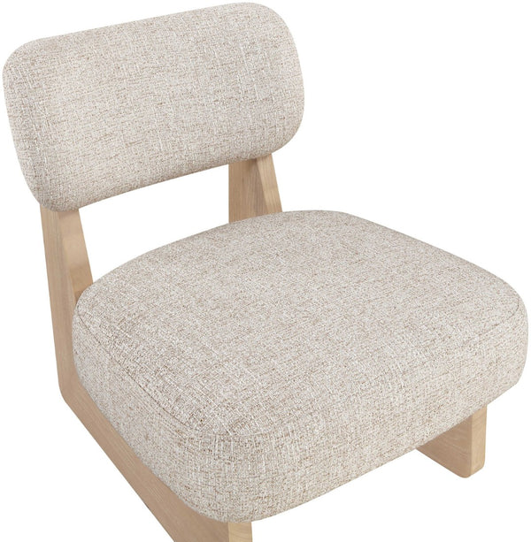 Meridian Furniture Vetra Sculptural Low Profile Linen Accent Chair with Solid Wood Base for Modern Interiors 33012Beige