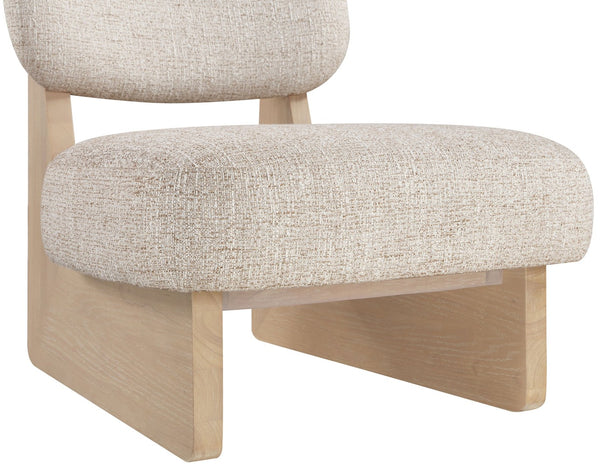 Meridian Furniture Vetra Sculptural Low Profile Linen Accent Chair with Solid Wood Base for Modern Interiors 33012Beige