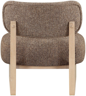 Meridian Furniture Vetra Sculptural Linen Weave Accent Chair with Natural Wood Base for Living Rooms 33012Brown
