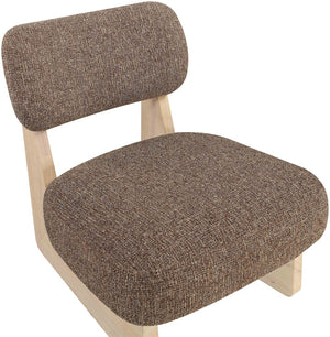 Meridian Furniture Vetra Sculptural Linen Weave Accent Chair with Natural Wood Base for Living Rooms 33012Brown