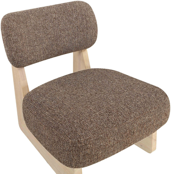 Meridian Furniture Vetra Sculptural Linen Weave Accent Chair with Natural Wood Base for Living Rooms 33012Brown