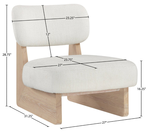 Meridian Furniture Vetra Sculptural Low Profile Accent Chair in Two Tone Linen Weave for Modern Spaces 33012Cream