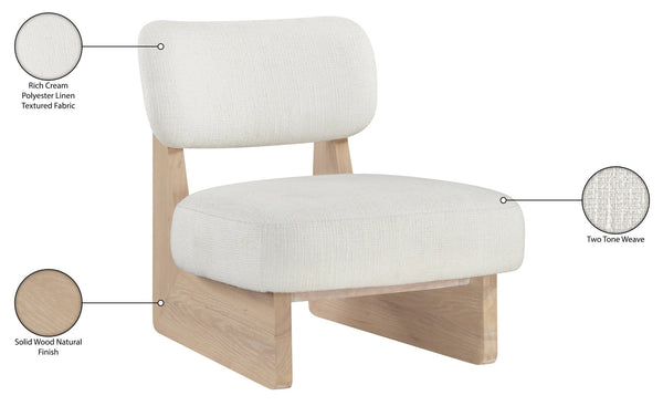 Meridian Furniture Vetra Sculptural Low Profile Accent Chair in Two Tone Linen Weave for Modern Spaces 33012Cream