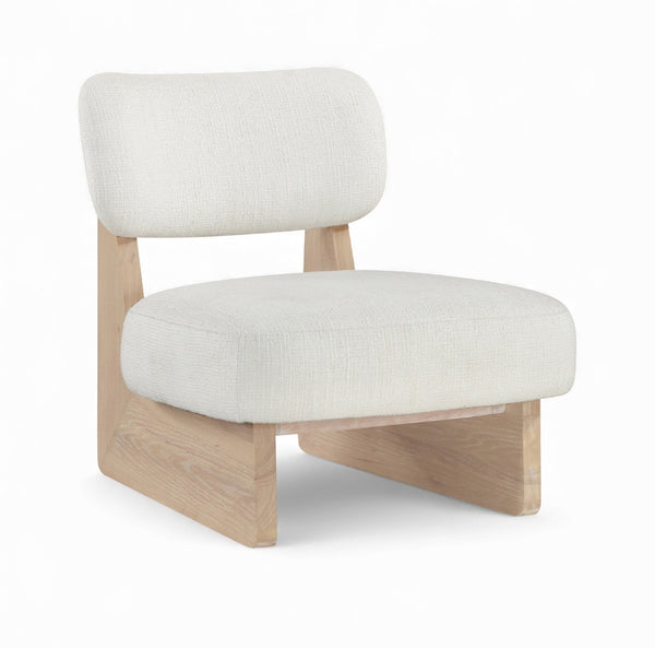 Meridian Furniture Vetra Sculptural Low Profile Accent Chair in Two Tone Linen Weave for Modern Spaces 33012Cream