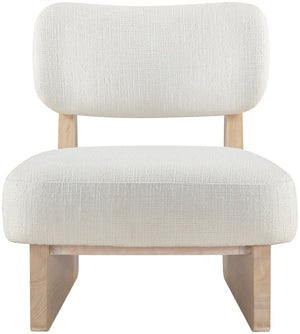 Meridian Furniture Vetra Sculptural Low Profile Accent Chair in Two Tone Linen Weave for Modern Spaces 33012Cream