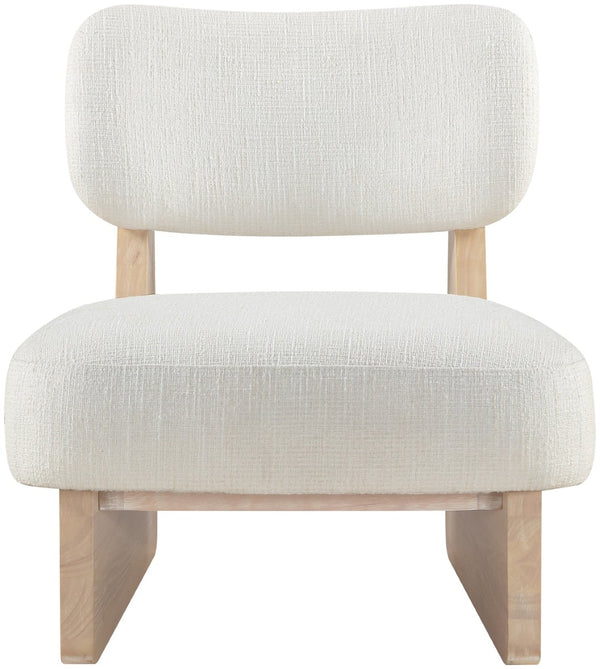 Meridian Furniture Vetra Sculptural Low Profile Accent Chair in Two Tone Linen Weave for Modern Spaces 33012Cream